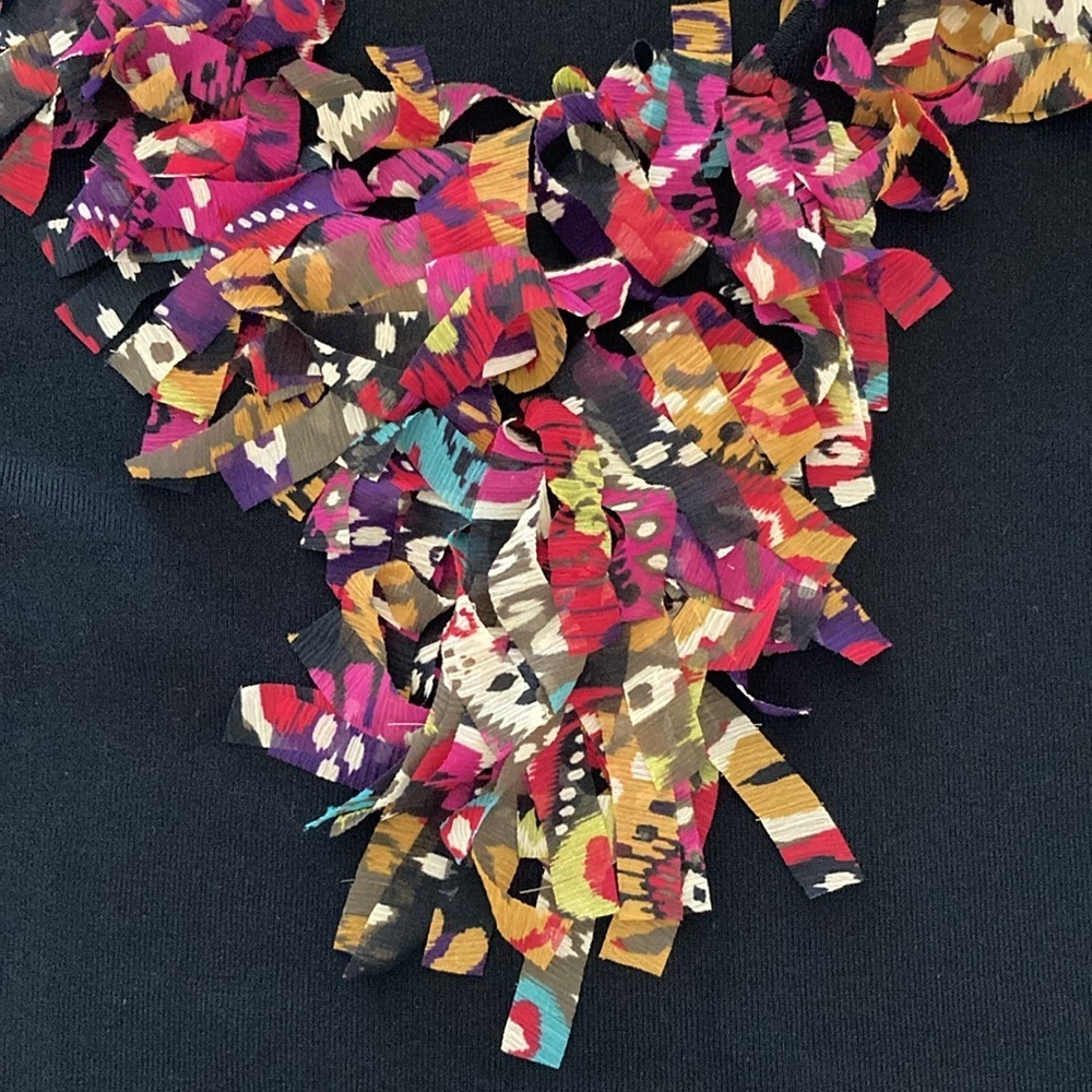 Ruby Rd Multicolor Ruffled V-Neck Line Black Top … - image 4